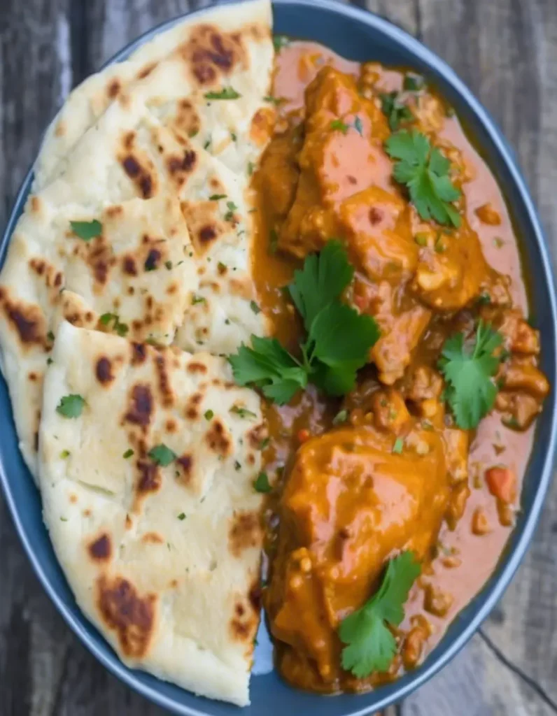 Coconut chicken curry and naan