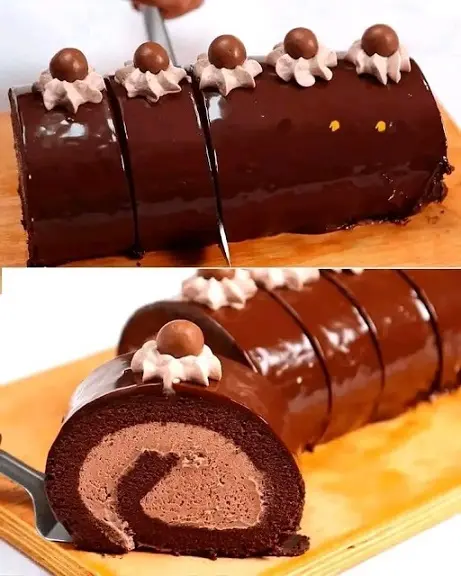 Homemade chocolate roll