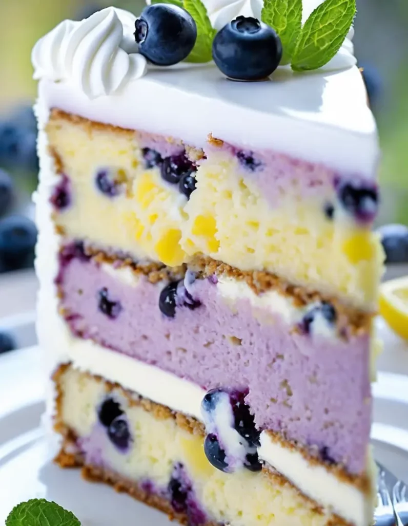 Lemon Blueberry Cheesecake Cake Recipe