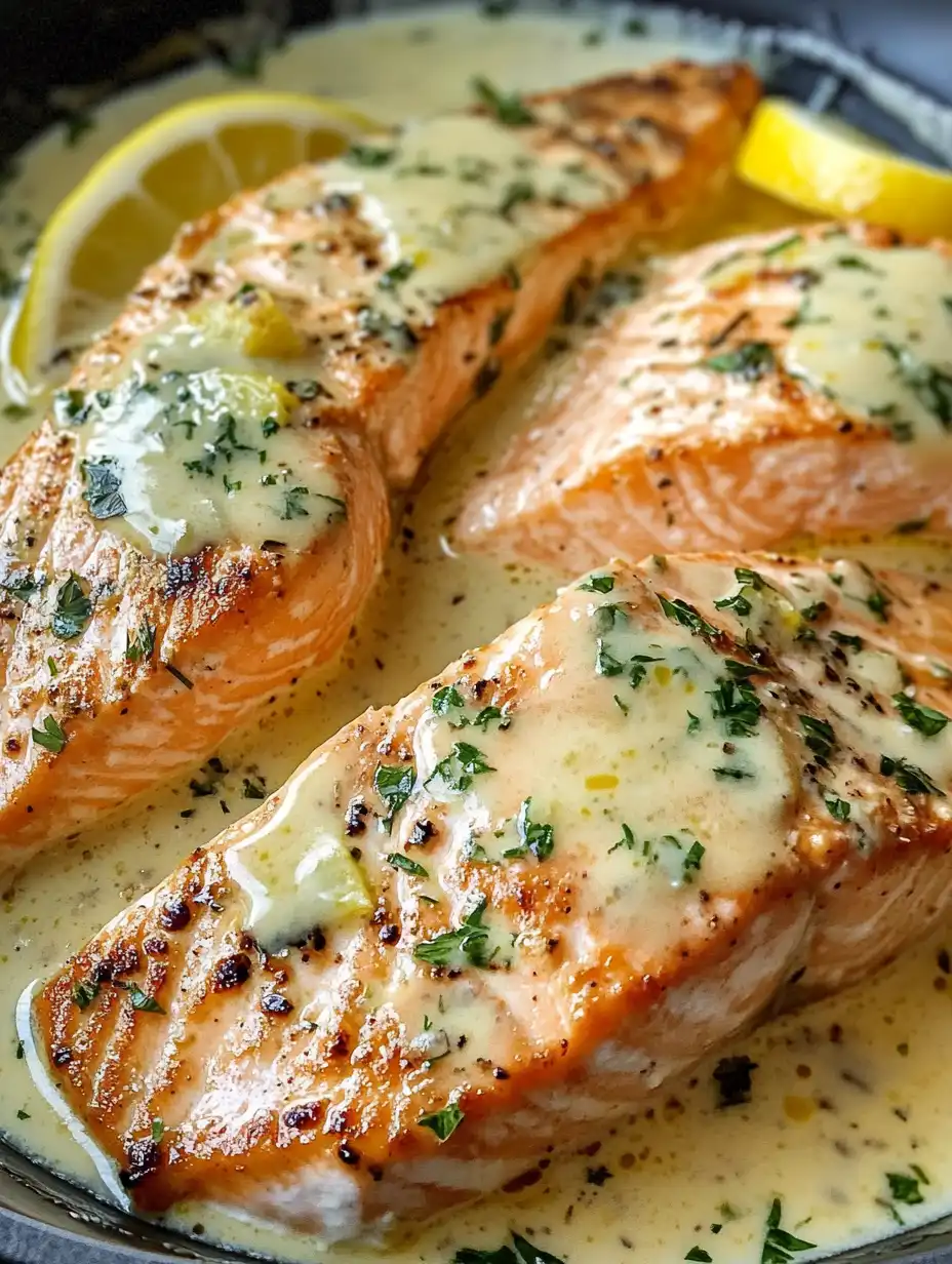 Baked Salmon with Lemon Butter Cream Sauce