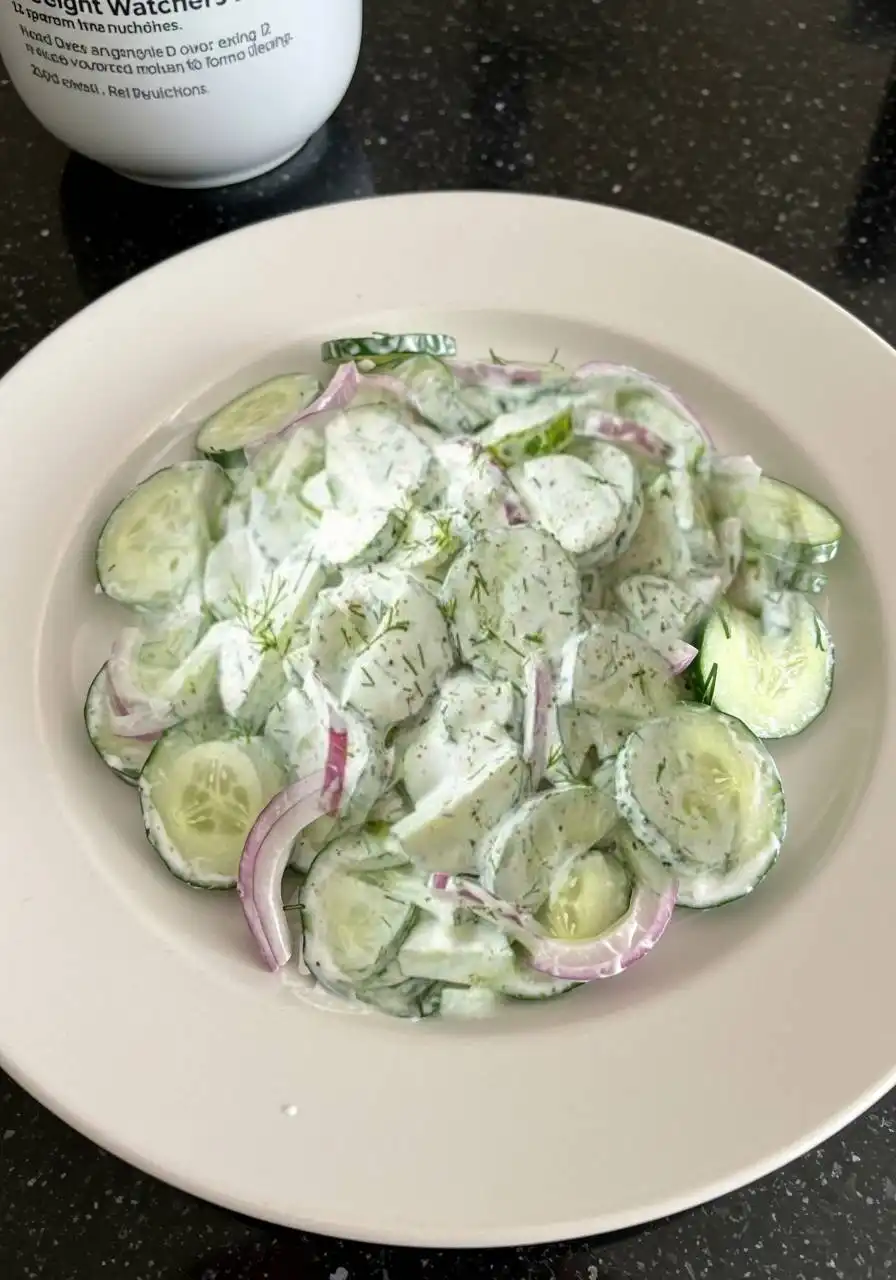 Weight Watchers Creamy Cucumber Salad with Dill and Red Onion