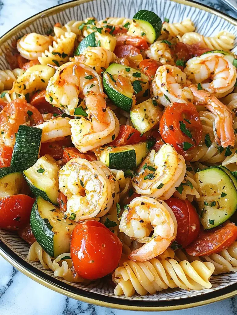 Tomato Zucchini Shrimp Pasta