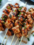 Easy Grilled Asian Chicken Skewers with Honey Garlic Sauce