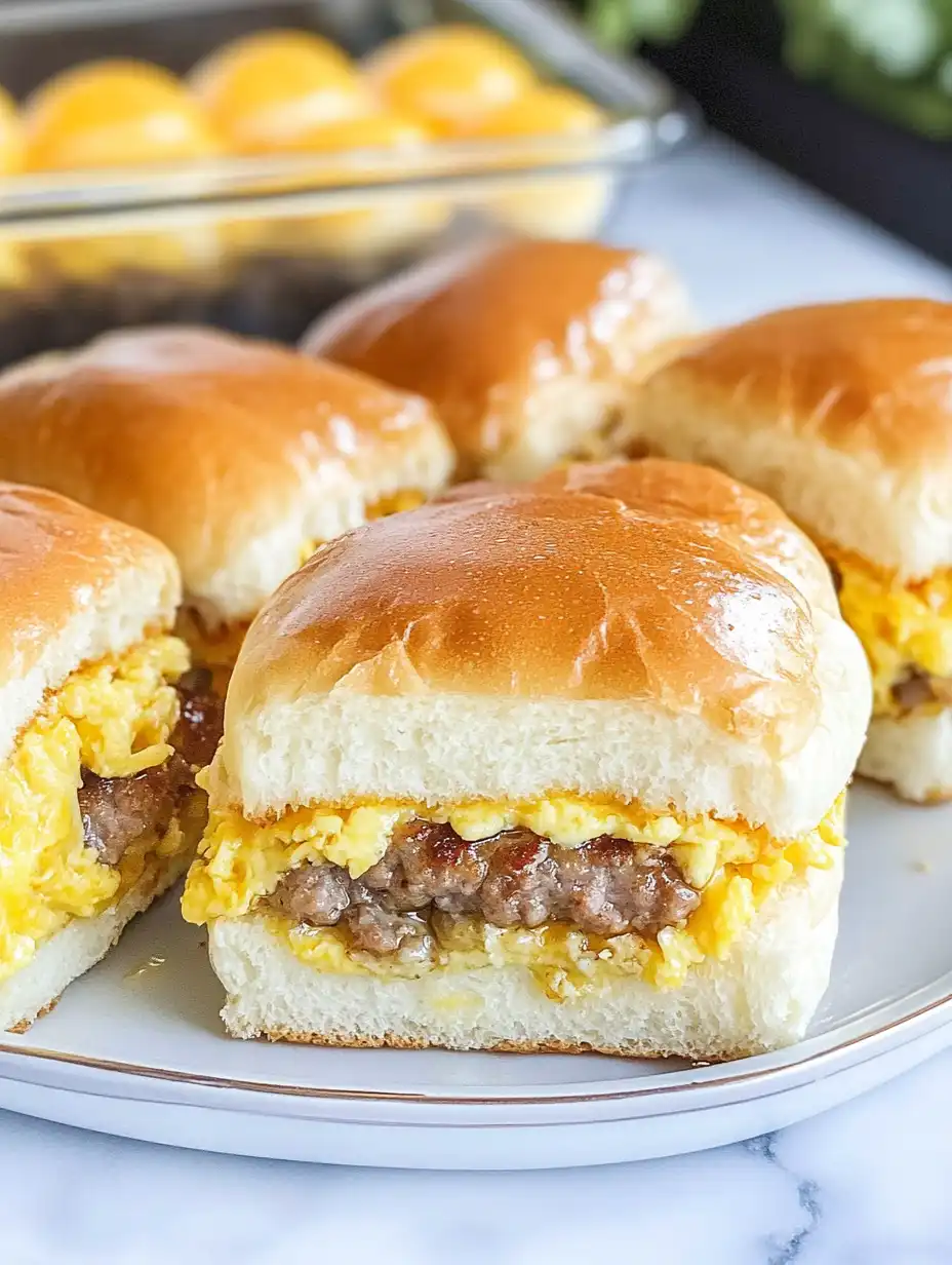 Sausage Egg and Cheese Breakfast Sliders with Syrup Glaze