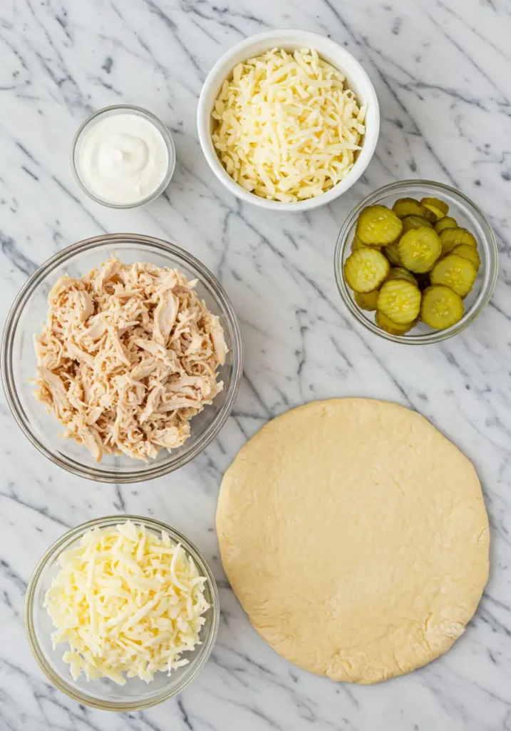 chicken pickle pizza ingredients layout