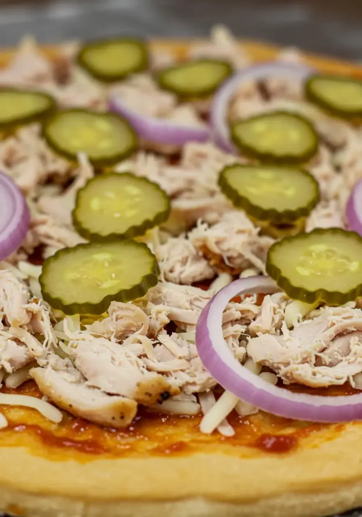 topping chicken pickle pizza