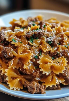 Cheesy Beef and Bowtie Pasta in Garlic Butter