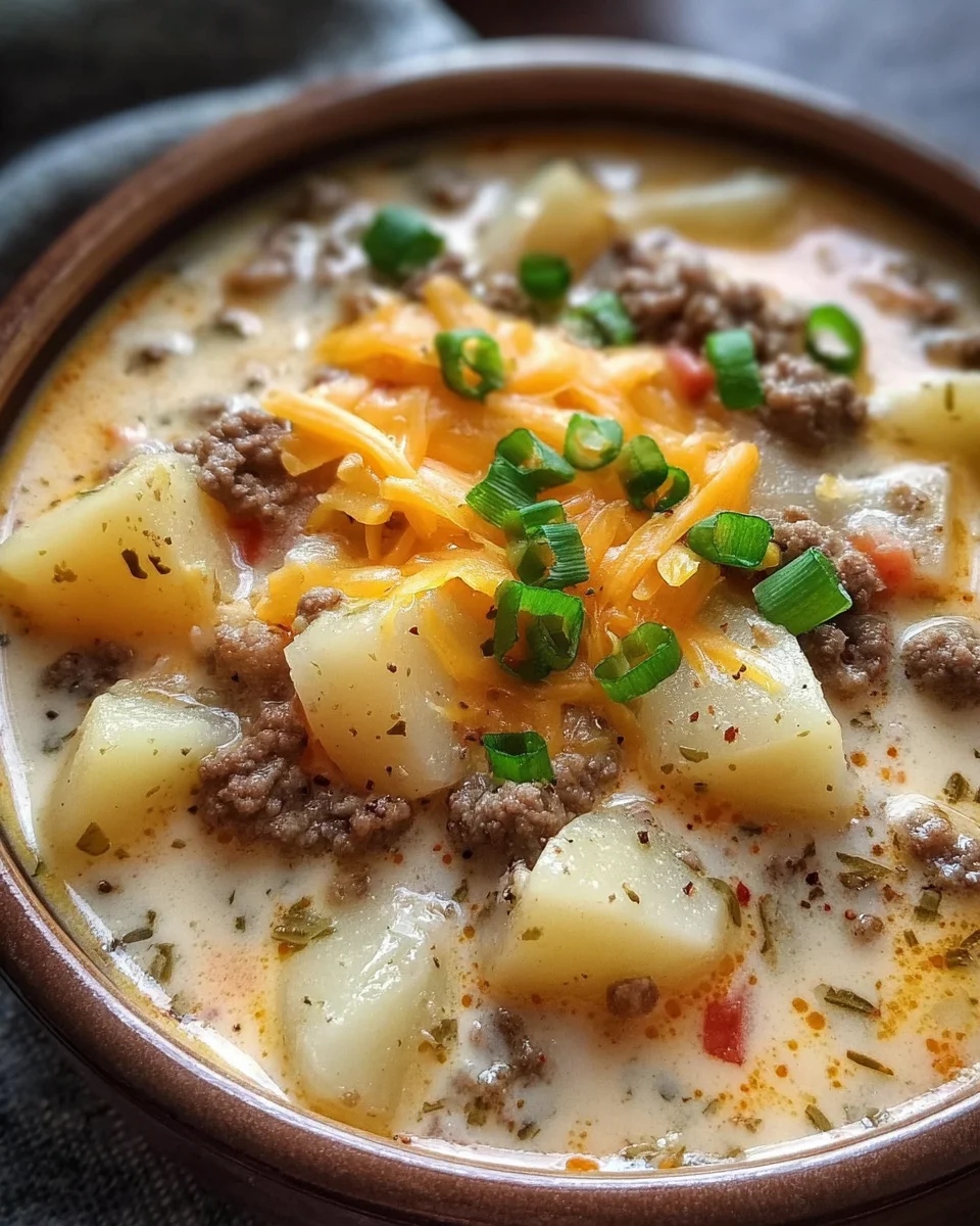 Cheesy Hamburger Potato Soup