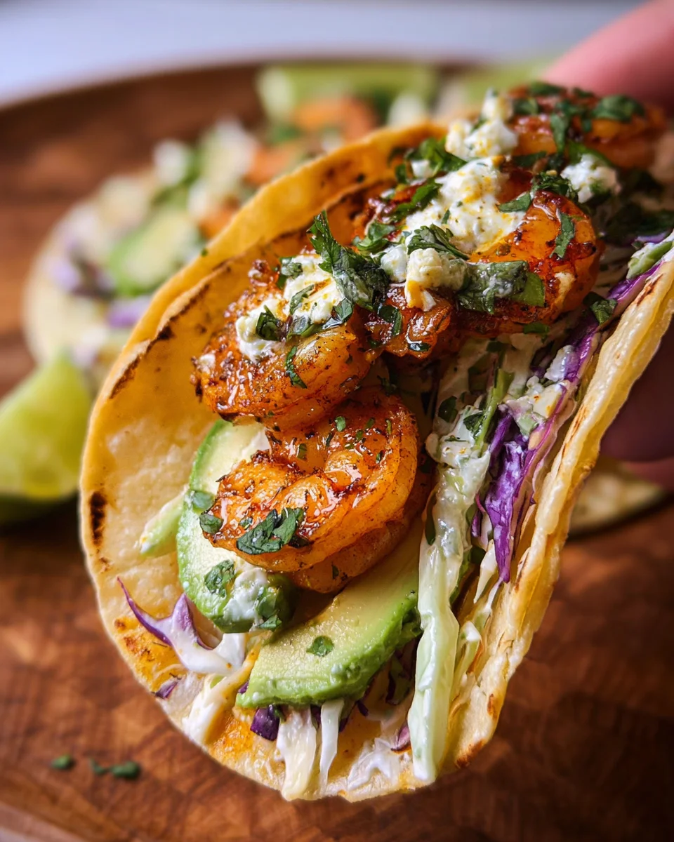 Cilantro Lime Shrimp Tacos with Creamy Slaw