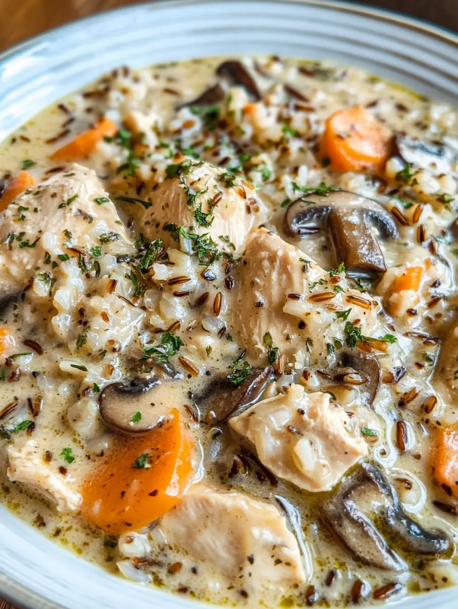 Creamy Mushroom Chicken and Wild Rice Soup