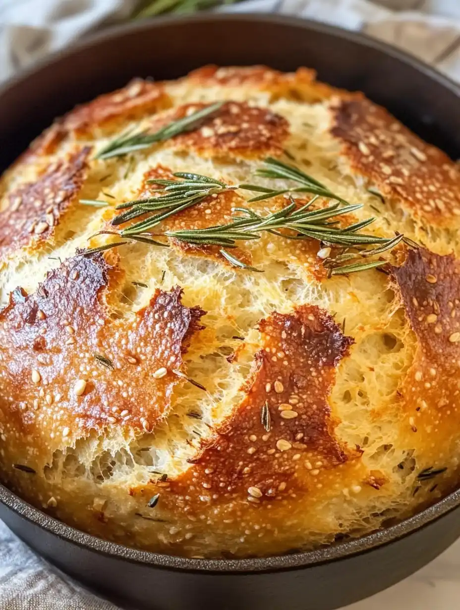 Dutch Oven Garlic Rosemary Bread