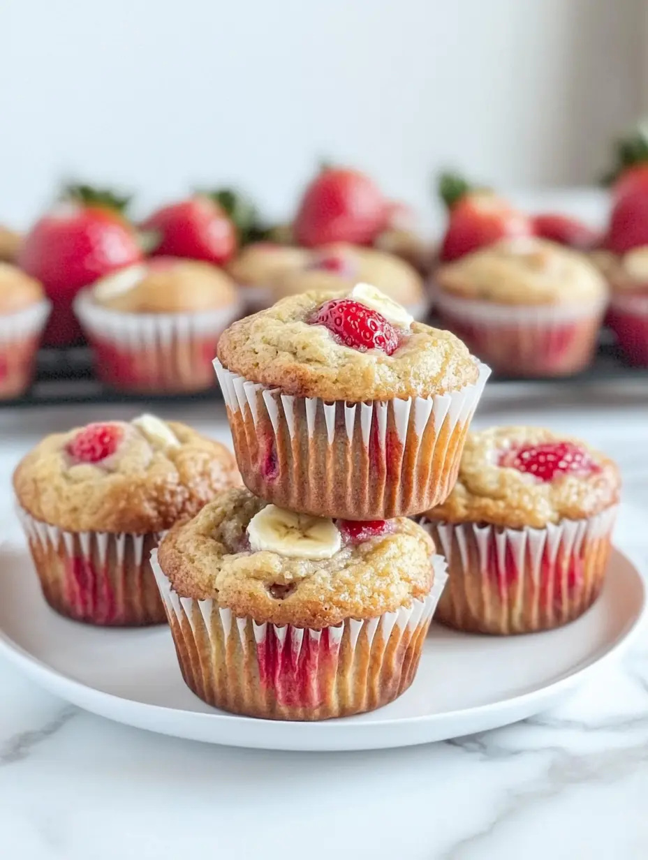 Healthy Strawberry Banana Yogurt Muffins