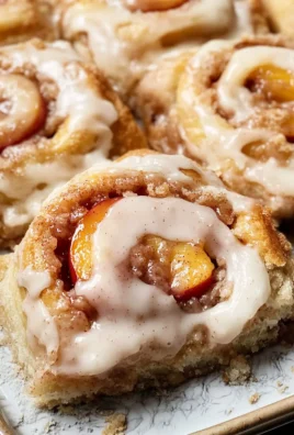 Peach Cobbler Cinnamon Rolls with Crumb Topping