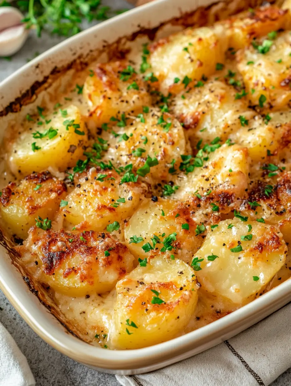 Roasted Garlic Potatoes au Gratin