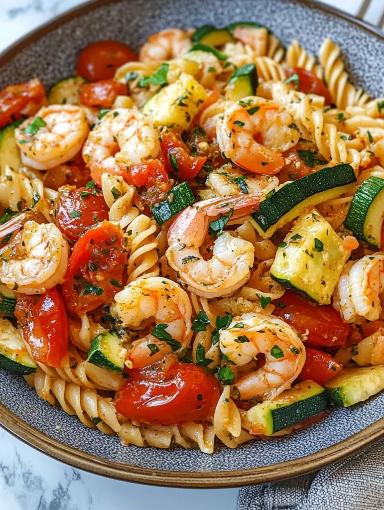 Tomato Zucchini Shrimp Pasta