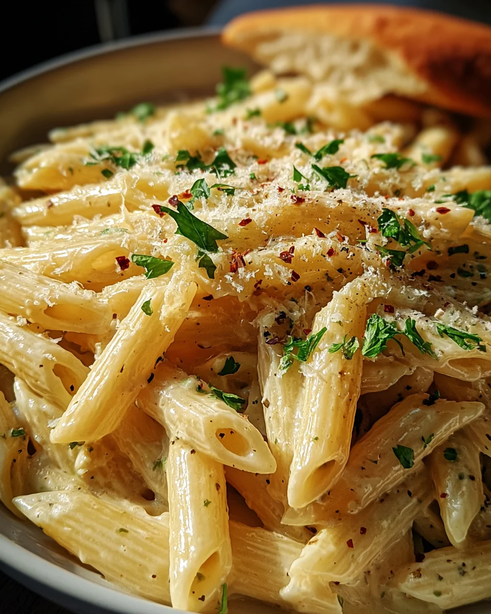 Creamy Garlic Penne Pasta