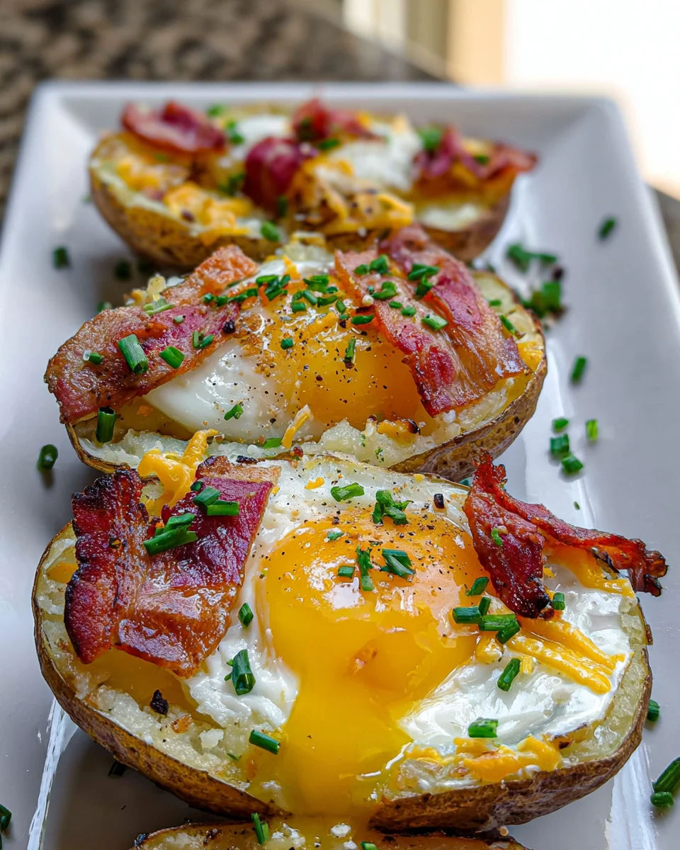 Double Baked Bacon + Egg Potatoes