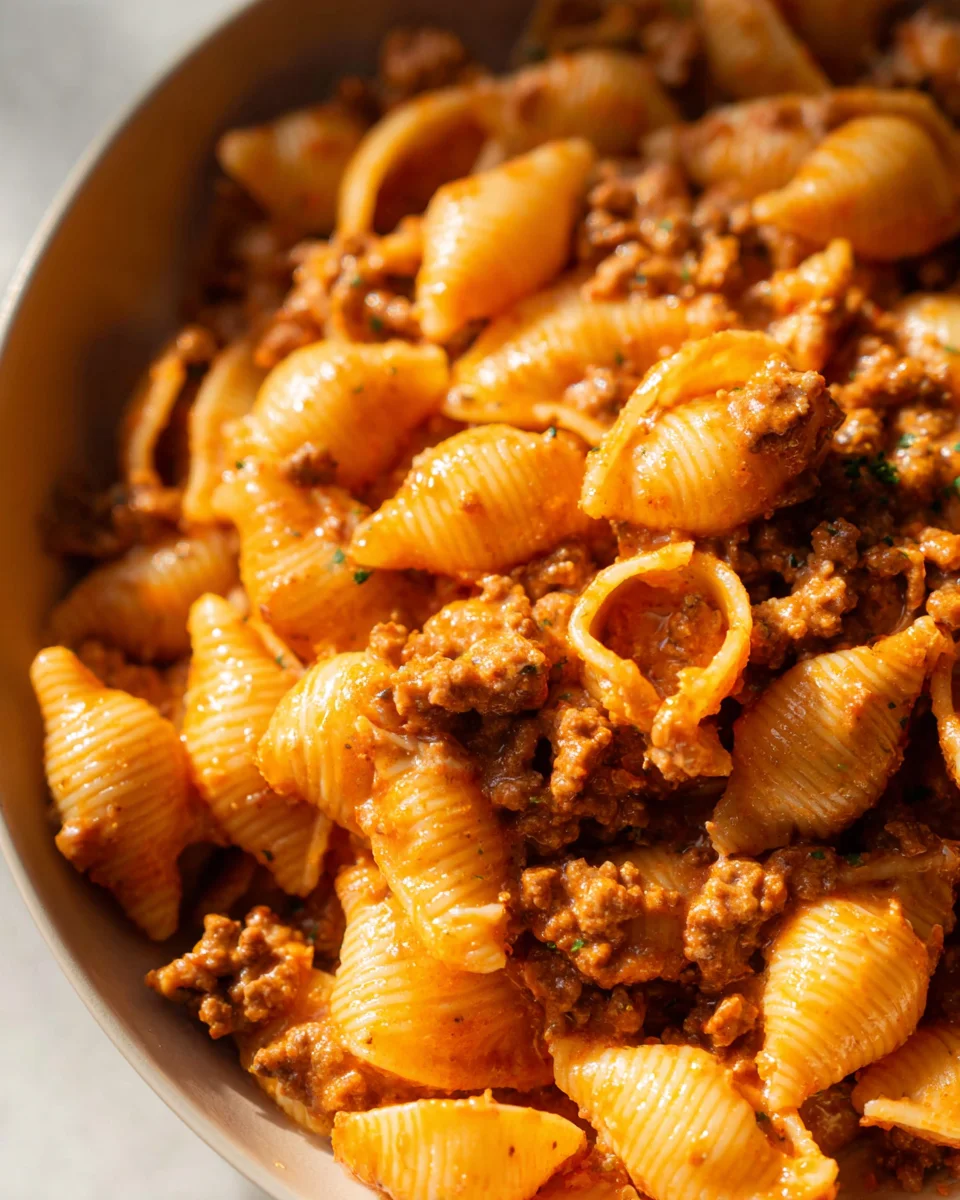 Easy Creamy Beef and Shells