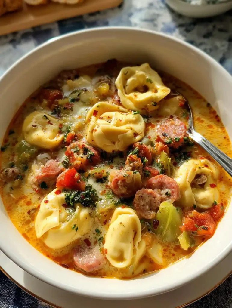 Spicy Sausage and Tortellini Soup
