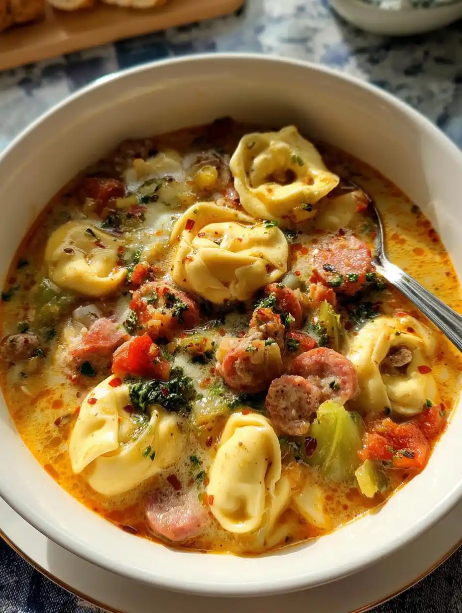 Spicy Sausage and Tortellini Soup