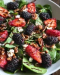 Berry Spinach Salad with Pecans, Feta, and Balsamic Glaze