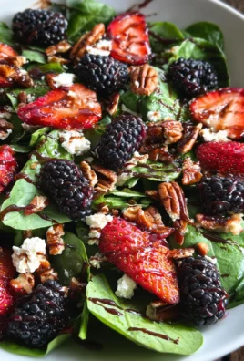 Berry Spinach Salad with Pecans, Feta, and Balsamic Glaze