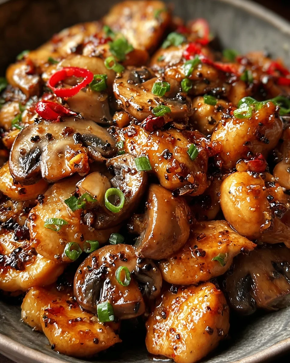 Black Pepper Chicken with Mushrooms
