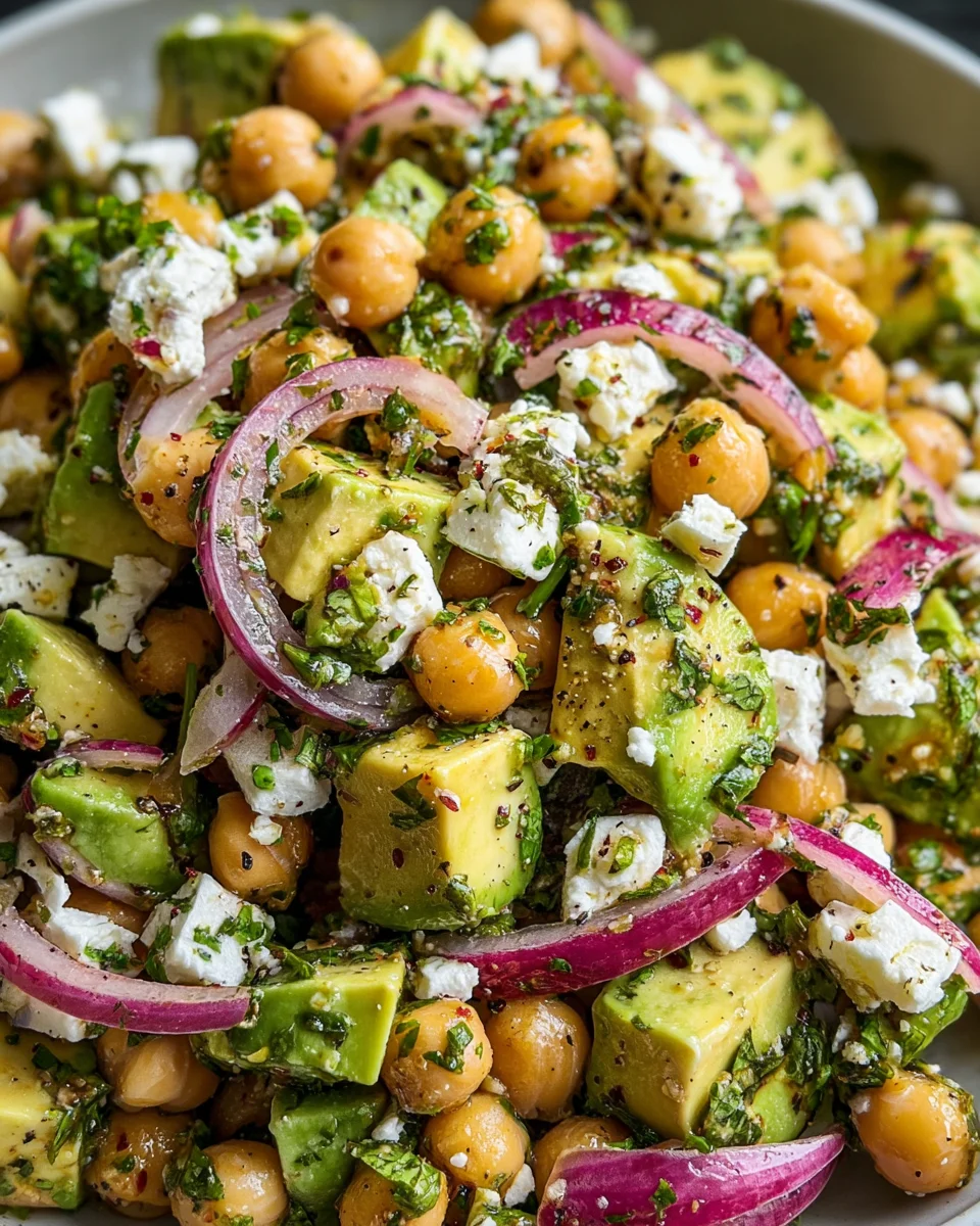 Chickpea Feta Avocado Salad