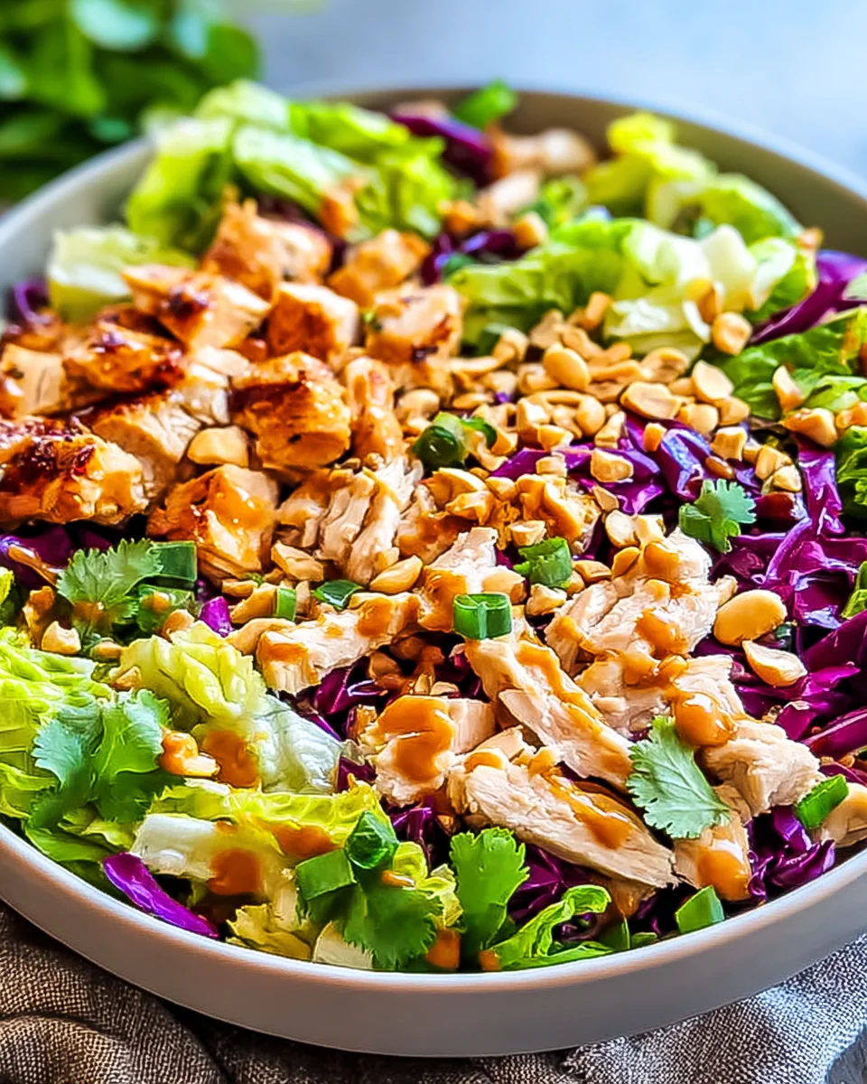 Crunchy Thai Chicken Salad with Peanut Dressing