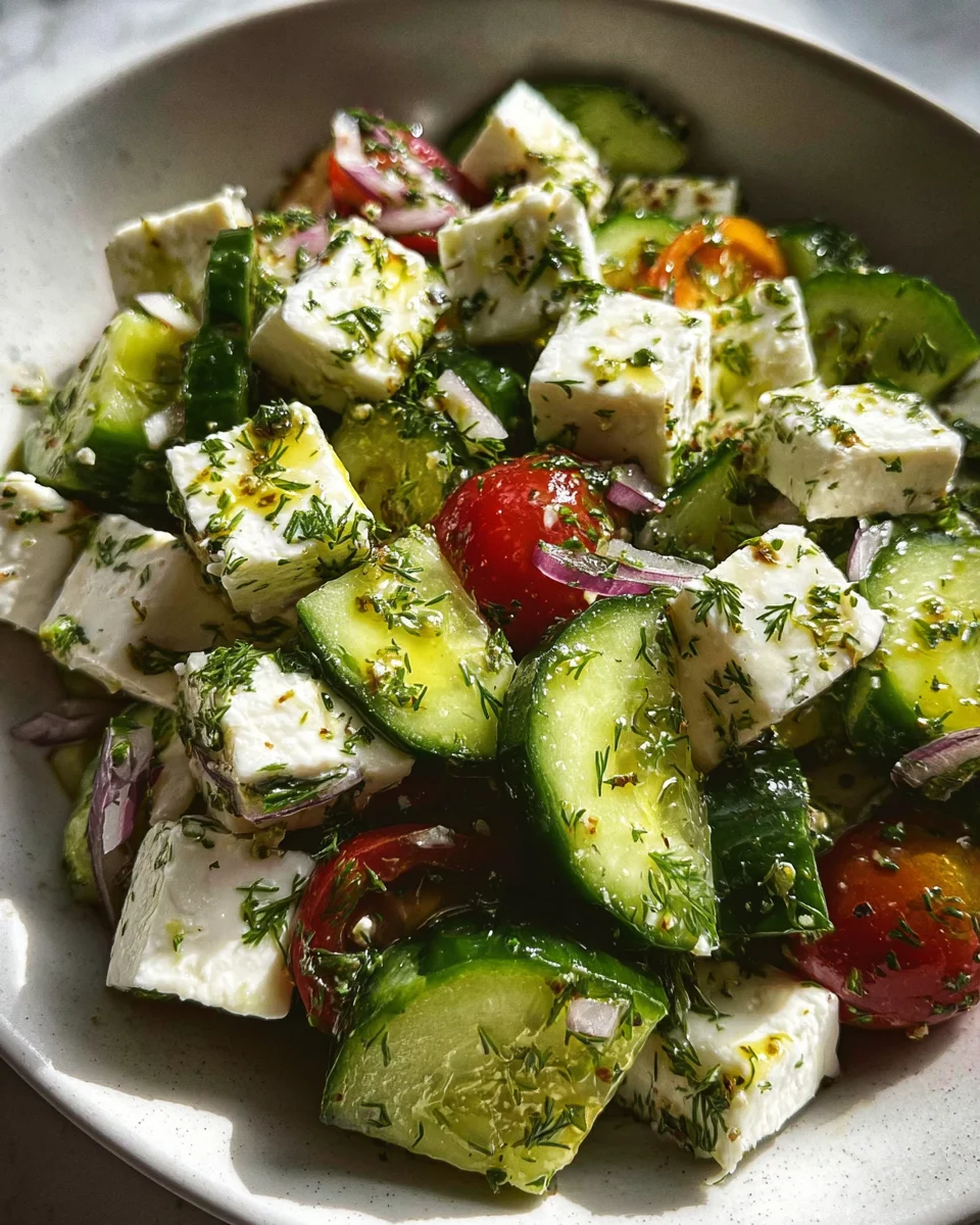 Cucumber Feta Salad with Lemon Greek Vinaigrette
