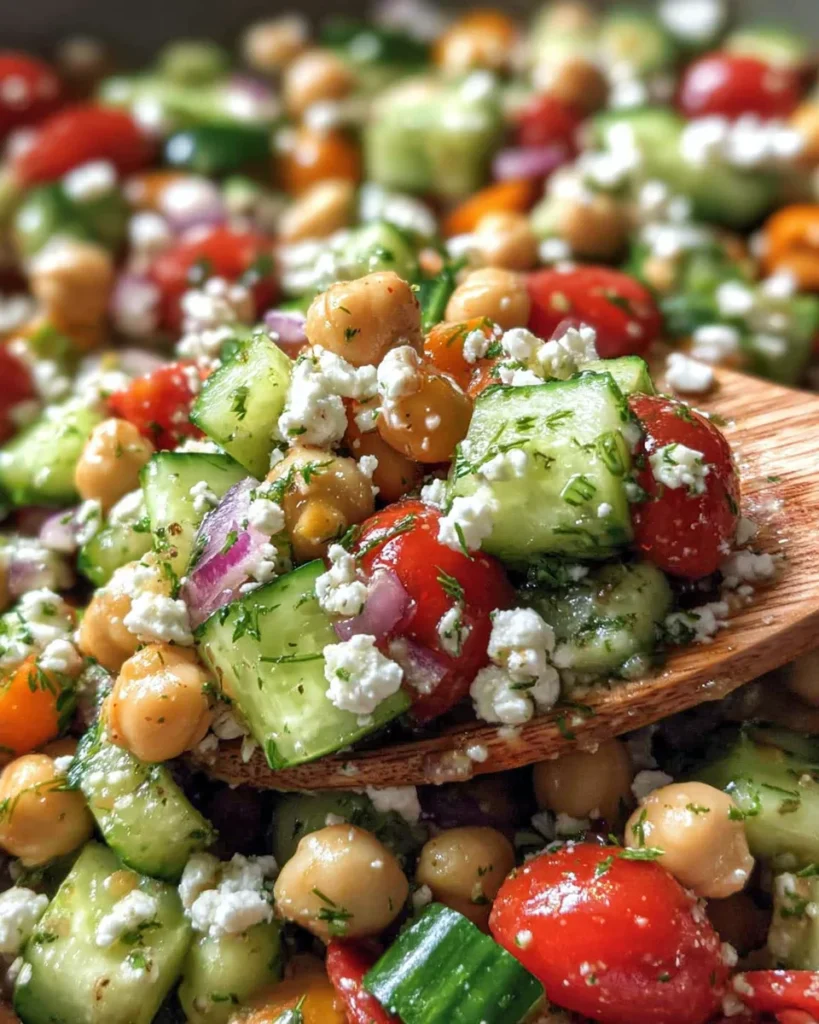Easy Chickpea Cucumber Salad with Feta and Tomatoes