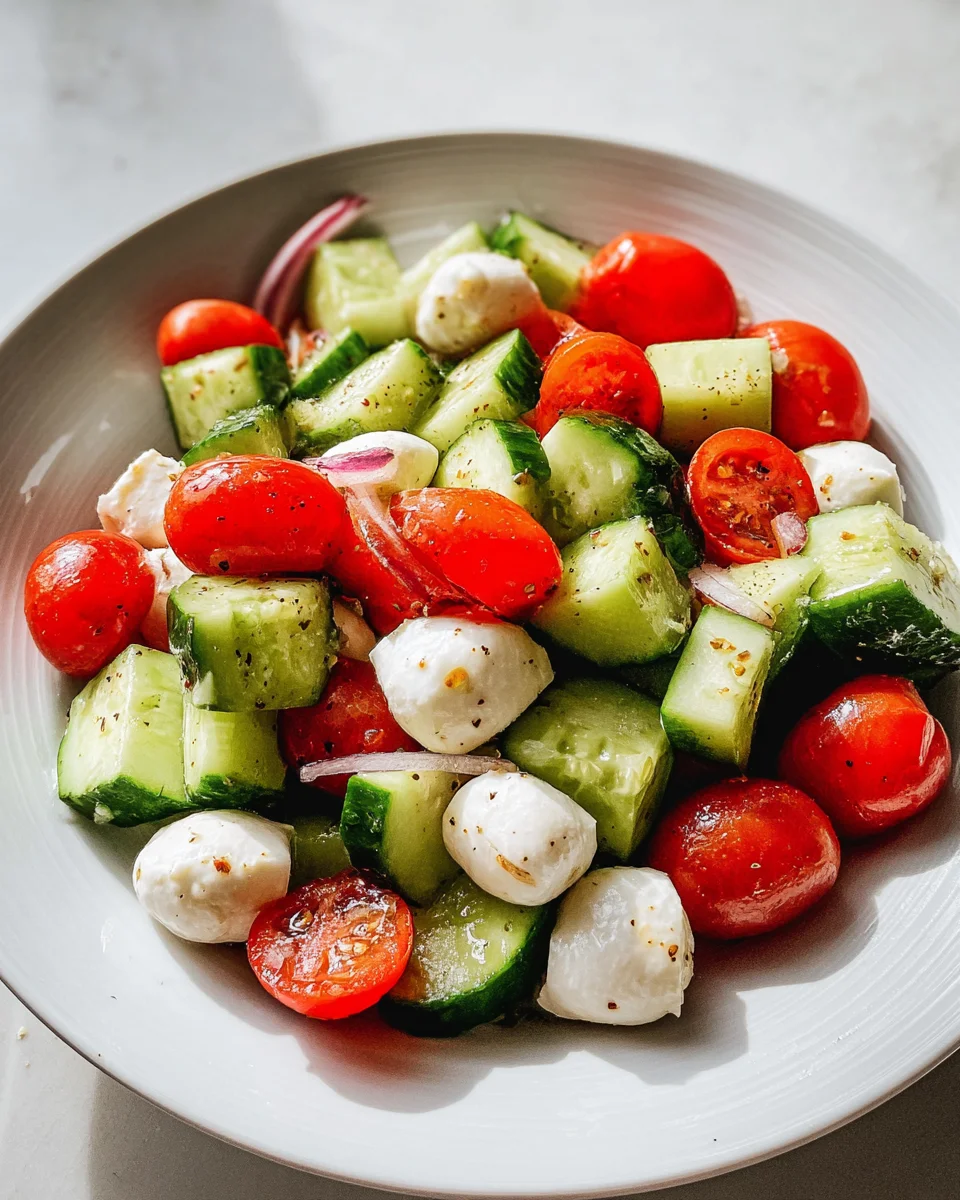 Fresh Cucumber Caprese Salad
