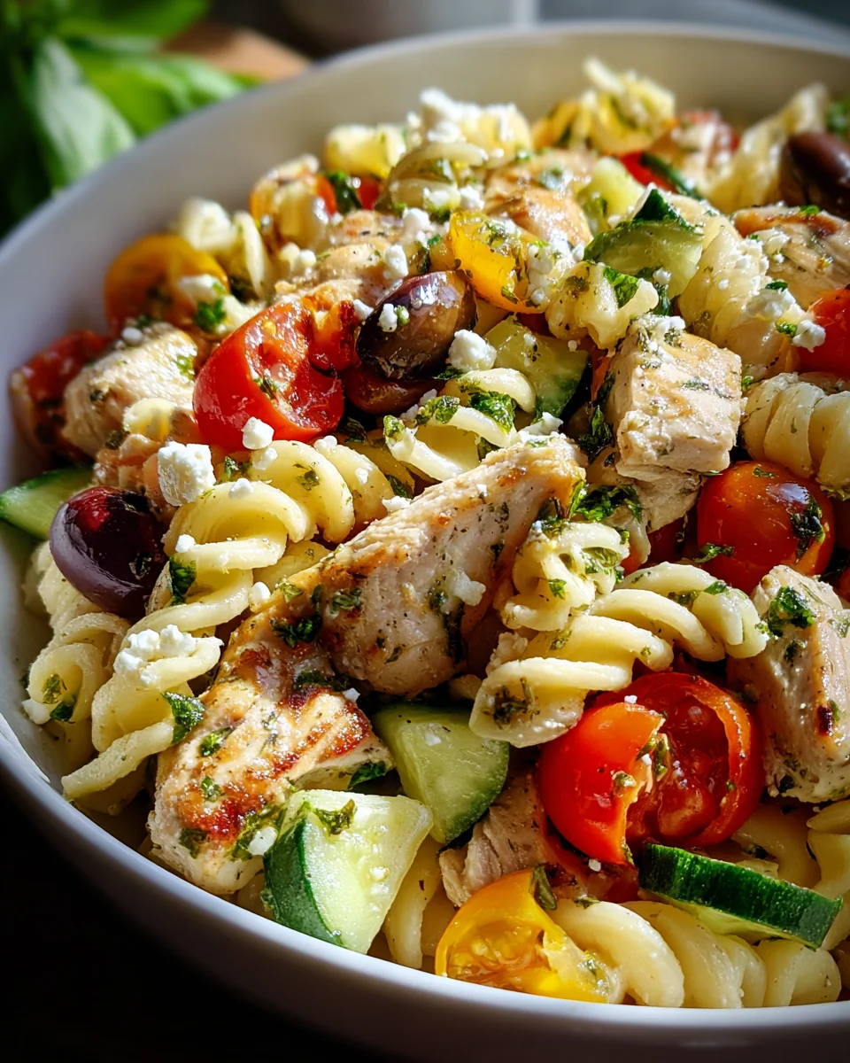 Mediterranean Chicken Pasta Salad