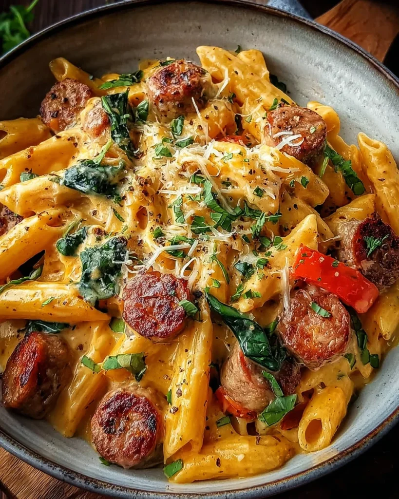 One Pot Creamy Cajun Sausage Pasta (30-Minutes)
