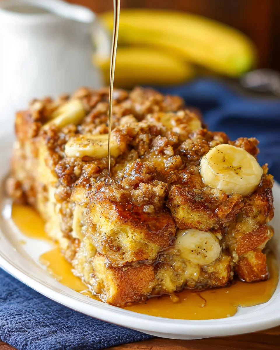 Overnight Baked Banana French Toast Casserole
