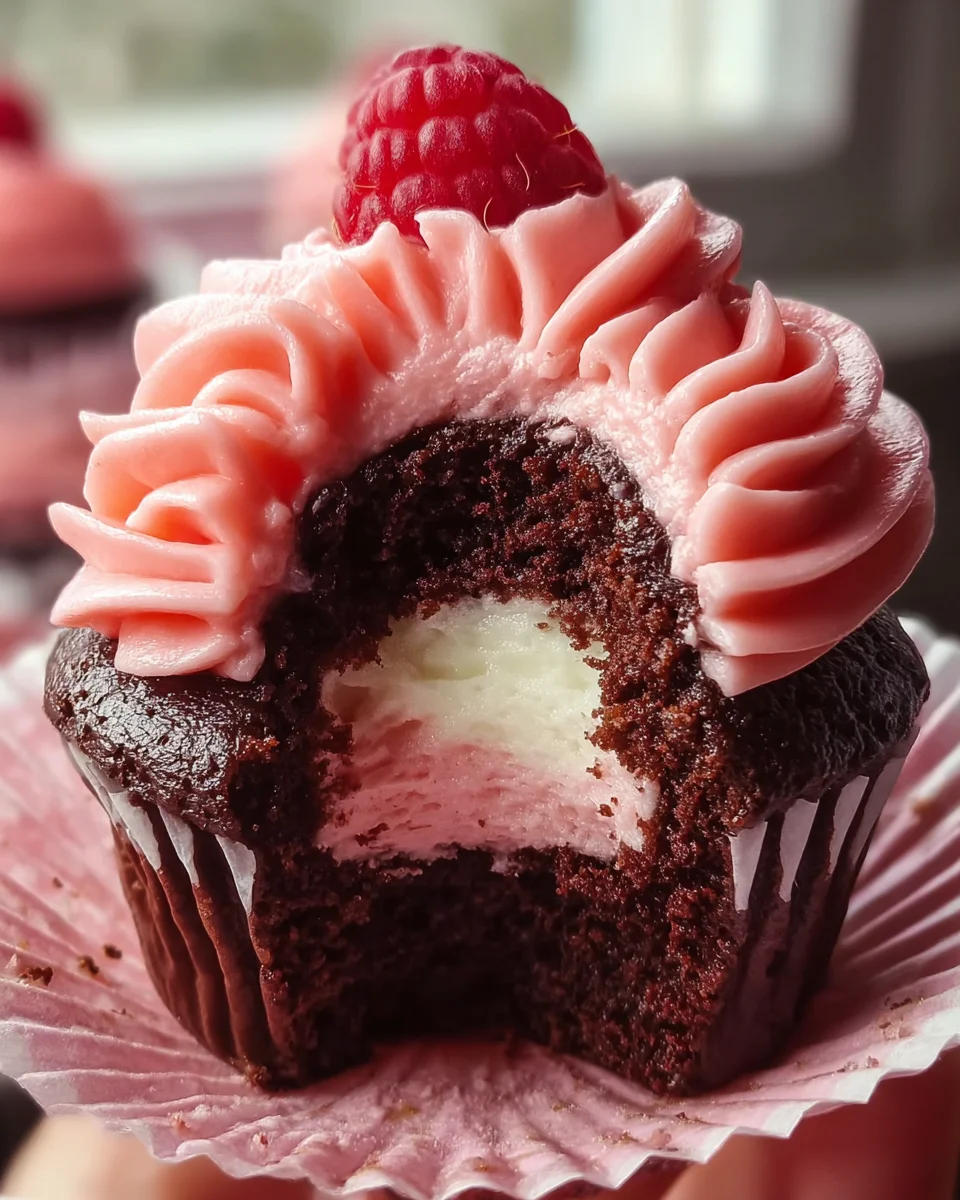 Raspberry Cheesecake Chocolate Cupcakes