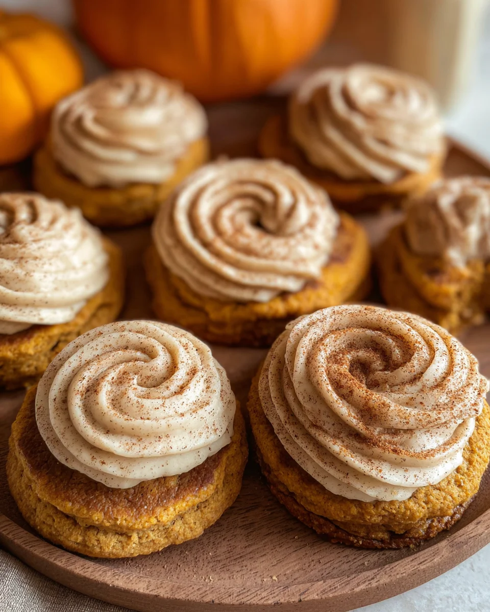 Soft Pumpkin Cookies with Cinnamon Frosting