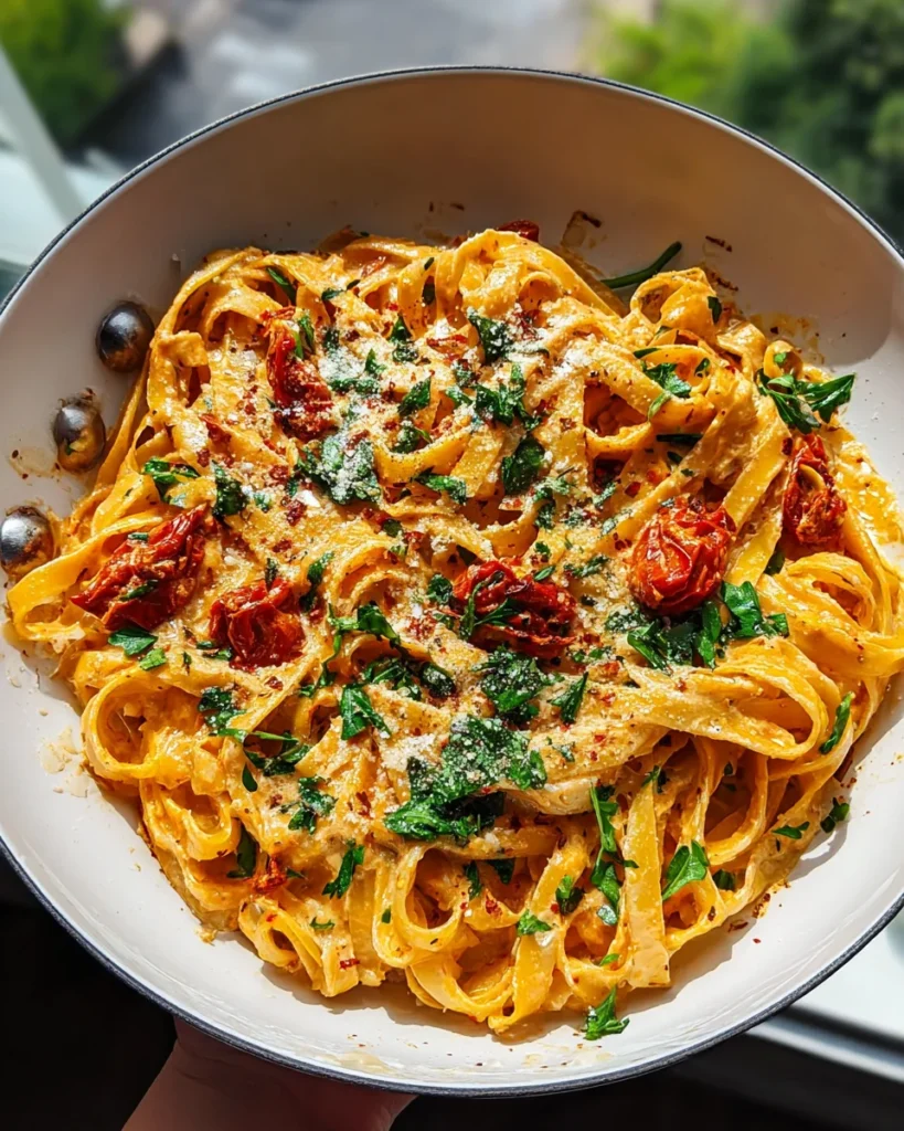 Vegan Creamy Sun Dried Tomato Pasta Recipe