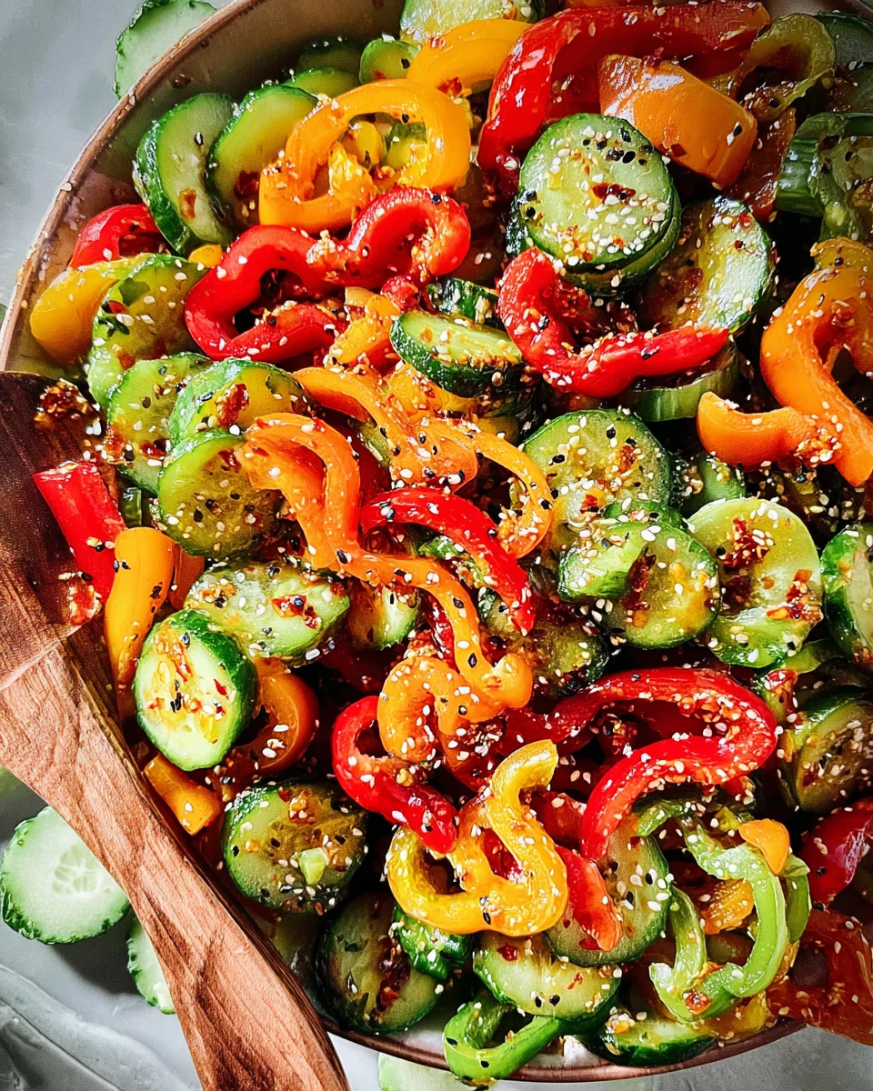 Viral TikTok Cucumber & Bell Pepper Salad