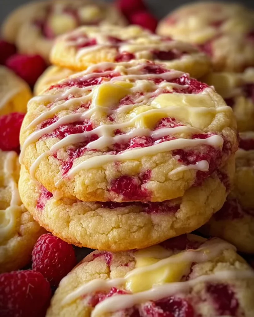 White Chocolate Lemon Raspberry Cookies - Delicious Recipe