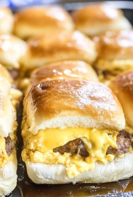 Sausage Egg and Cheese Breakfast Sliders with Syrup Glaze