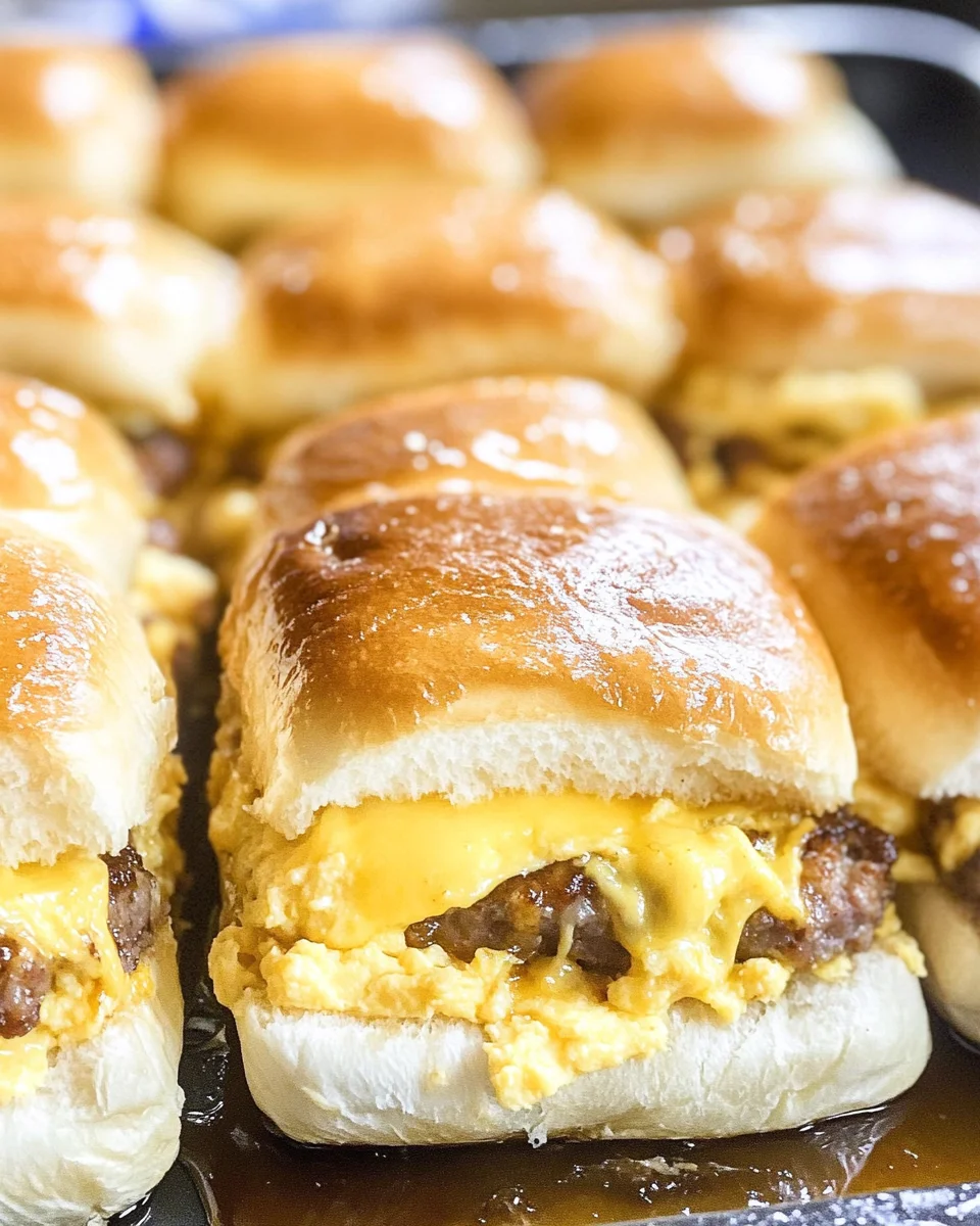 Sausage Egg and Cheese Breakfast Sliders with Syrup Glaze